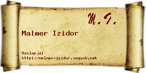 Malmer Izidor névjegykártya